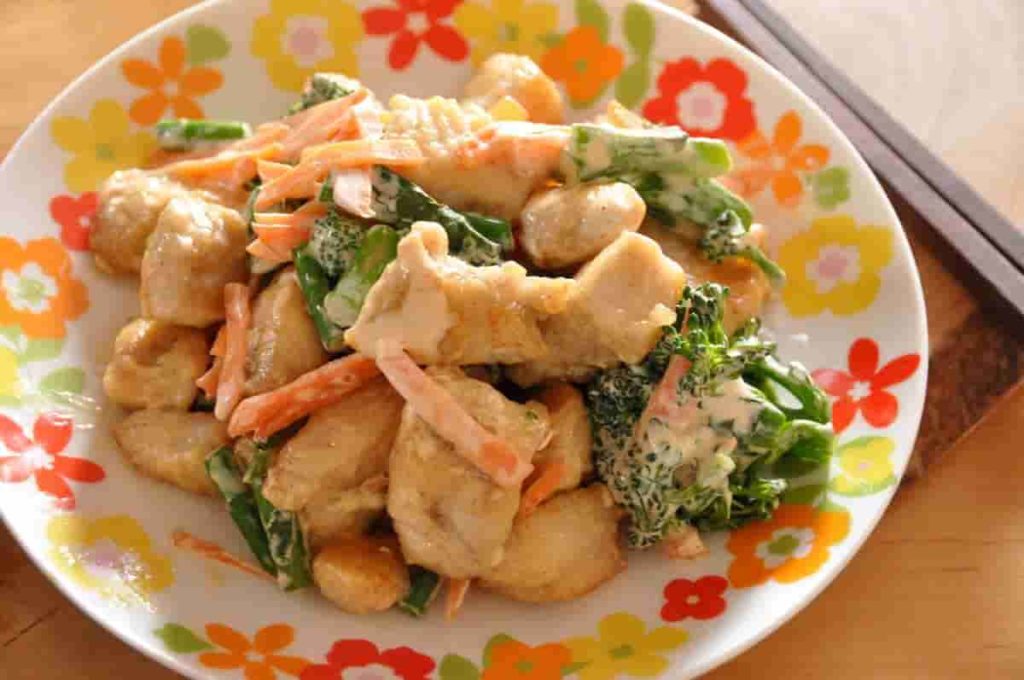 鶏と長芋の明太マヨソース